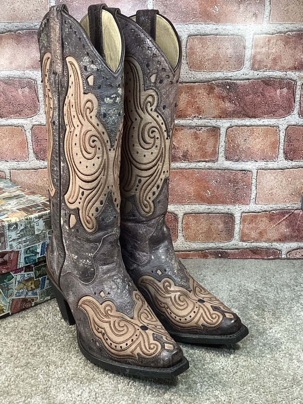 JB Dillon Womens snip toe cowboy western boots size 5.5 B